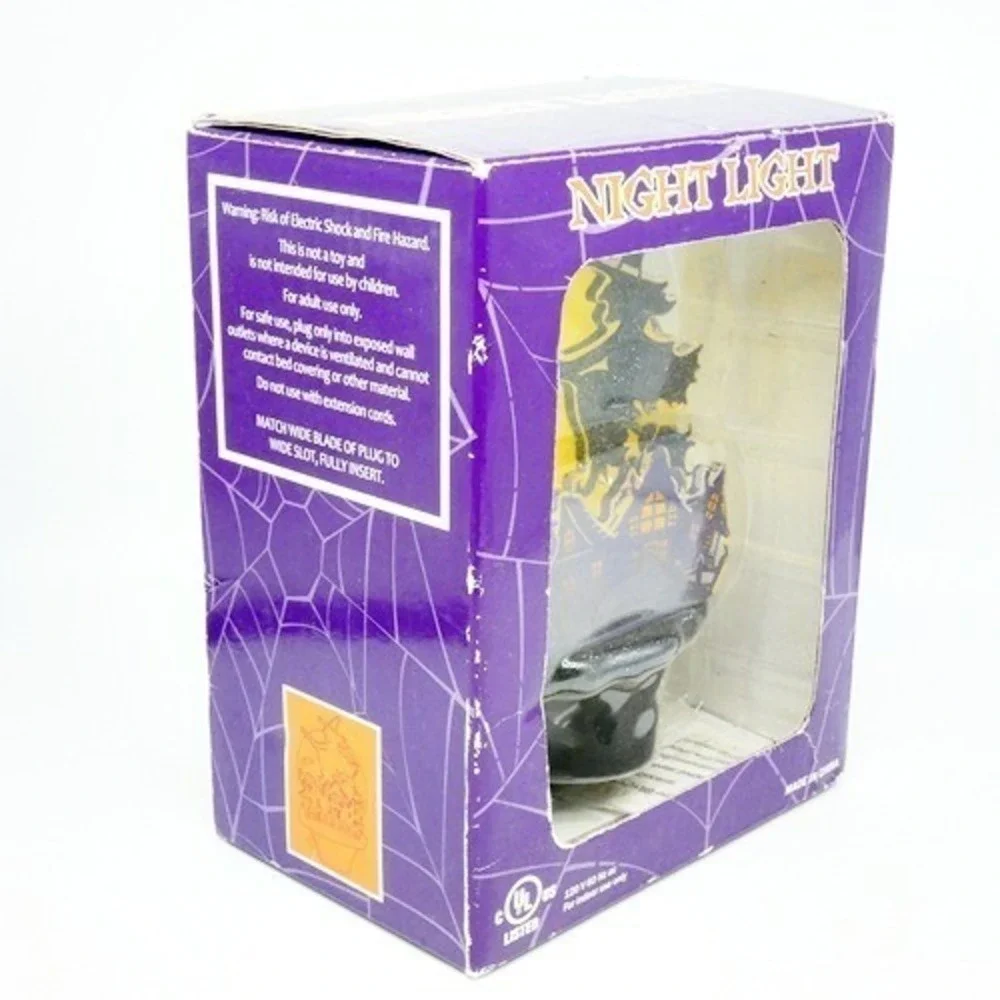 Halloween Night Light Flying Witch Spooky Town Haunted House Full Moon Bats NEW